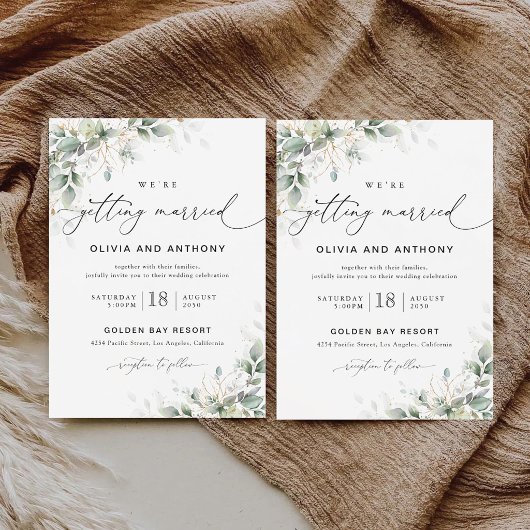 Minimal Eucalyptus Wedding Invitation 招待状