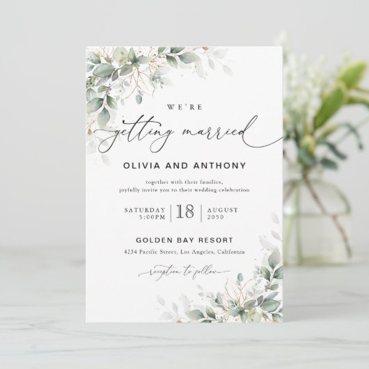 Minimal Eucalyptus Wedding Invitation 招待状 (スタンド正面)