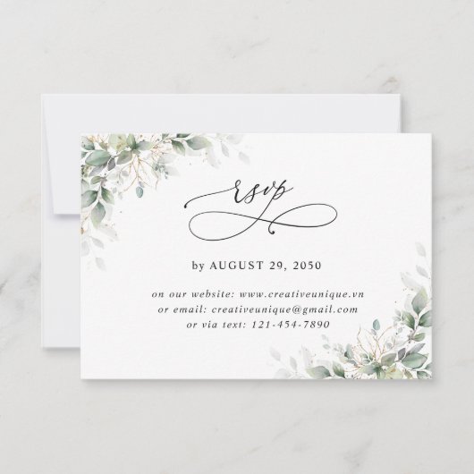 Minimal Eucalyptus Wedding Online RSVP Card (正面)