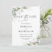 Minimal Eucalyptus Wedding Save The Date 招待状 (スタンド正面)
