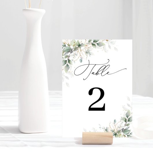 Minimal Eucalyptus Wedding Table Numbers テーブルナンバー