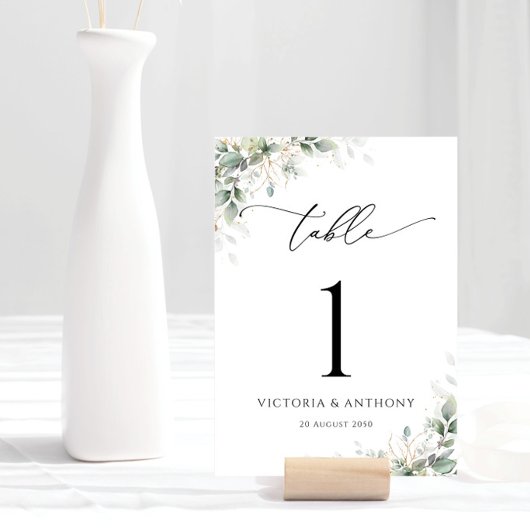 Minimal Eucalyptus Wedding Table Numbers テーブルナンバー