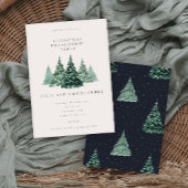 Minimal Evergreen Christmas Engagement Party 招待状