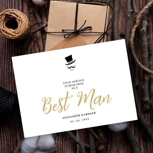 Minimal Exquisite Gorgeous Script Best Man 招待状