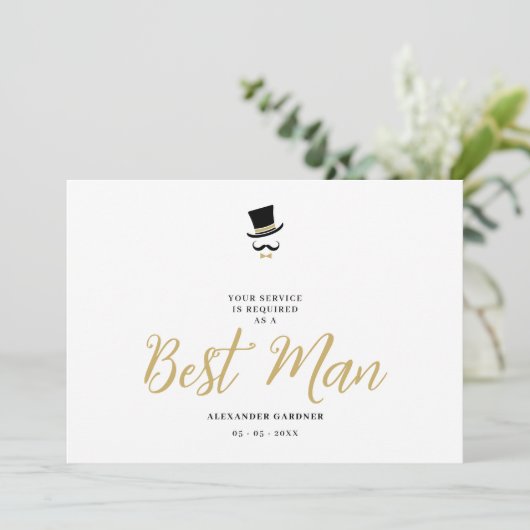 Minimal Exquisite Gorgeous Script Best Man  招待状 (スタンド正面)