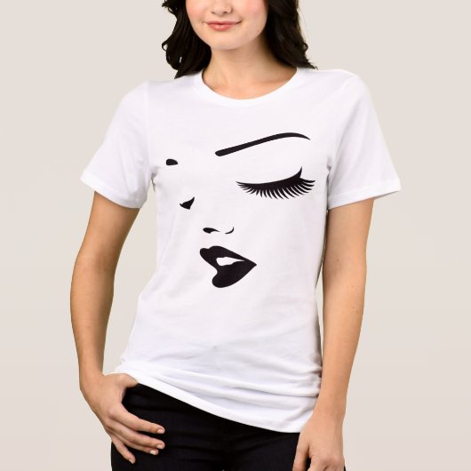 Minimal Face Line Art Women’s T-Shirt トライブレンドＴシャツ (正面)