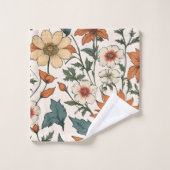 Minimal Fall Flowers Pastel Sage Custom Bath Towel バスタオルセット (ウォッシュタオル)