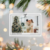 Minimal Family Photo Christmas Card with Bow シーズンカード