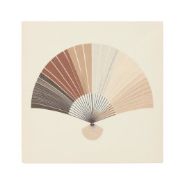 Minimal Fan Shape in Japandi Harmony メタルプリント