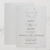 Minimal Faux Blind Deboss Cotton Save The Date セーブザデート (正面/裏面)