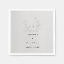 Minimal Faux Blind Deboss Cotton Wedding Napkins スタンダードカクテルナプキン