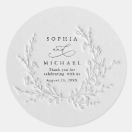 Minimal Faux Blind Deboss Cotton Wedding Sticker ラウンドシール