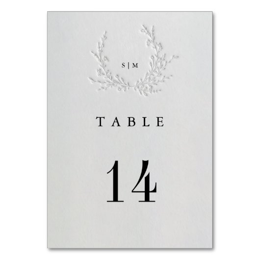 Minimal Faux Blind Deboss Cotton Wedding Table  テーブルナンバー (正面)
