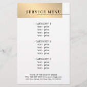 Minimal Faux Gold White Black Line Menu チラシ (正面)