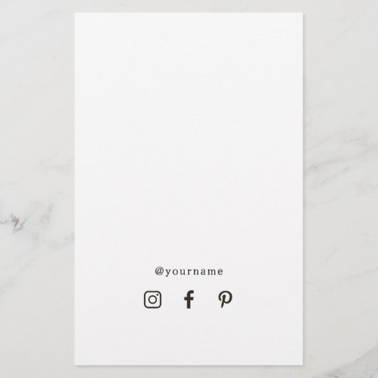Minimal Faux Gold White Black Line Menu チラシ (裏面)