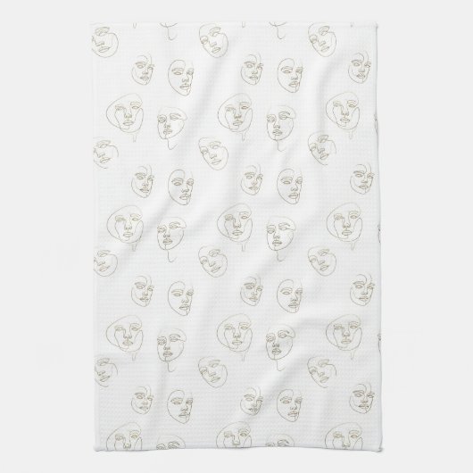 Minimal Female Face Line Pattern (1) キッチンタオル (縦)