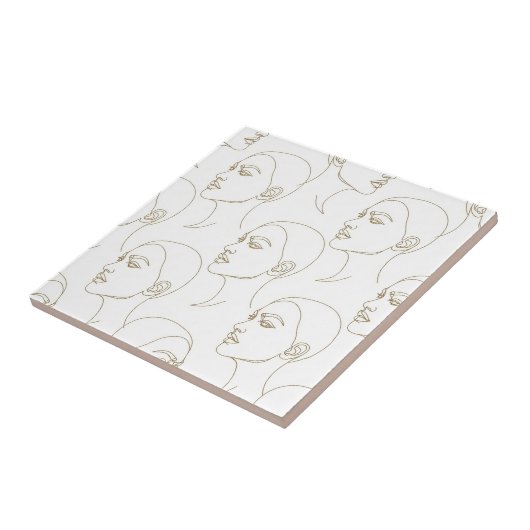 Minimal Female Face Line Pattern (1) タイル (側面)