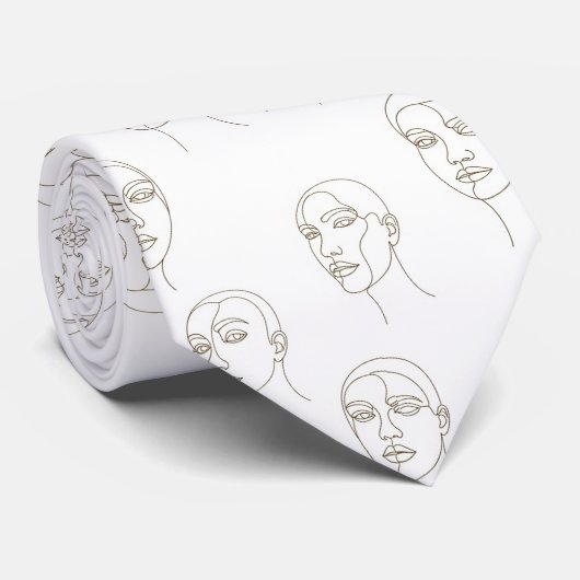 Minimal Female Face Line Pattern (1) ネクタイ (ロール)
