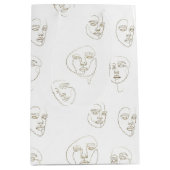 Minimal Female Face Line Pattern (1) ミディアムペーパーバッグ (正面)