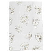 Minimal Female Face Line Pattern (1) ミディアムペーパーバッグ (裏面)