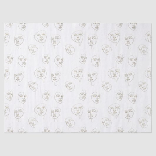 Minimal Female Face Line Pattern (1) 薄葉紙 (正面)