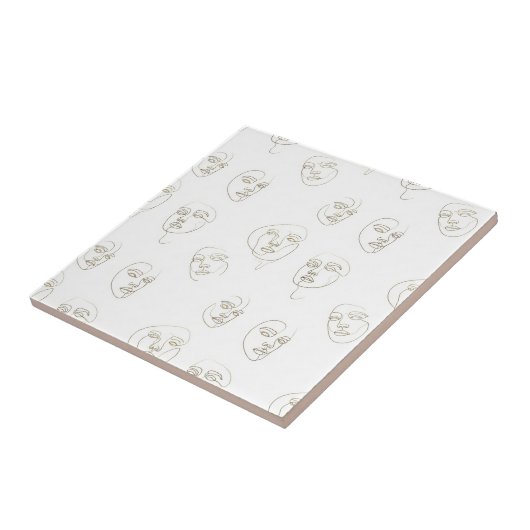 Minimal Female Face Line Pattern (2) タイル (側面)