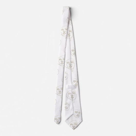 Minimal Female Face Line Pattern (2) ネクタイ (裏面)