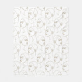Minimal Female Face Line Pattern (2) フリースブランケット (正面)