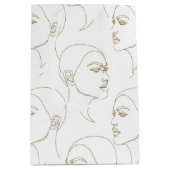 Minimal Female Face Line Pattern (2) ミディアムペーパーバッグ (正面)