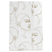 Minimal Female Face Line Pattern (2) ミディアムペーパーバッグ (裏面)