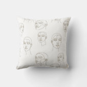 Minimal Female Face Line Pattern (3) クッション (裏面)