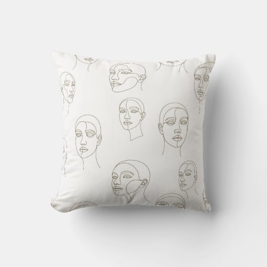 Minimal Female Face Line Pattern (3) クッション (正面)