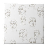 Minimal Female Face Line Pattern (3) タイル (正面)