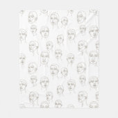 Minimal Female Face Line Pattern (3) フリースブランケット (正面)