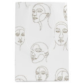 Minimal Female Face Line Pattern (3) ミディアムペーパーバッグ (正面)