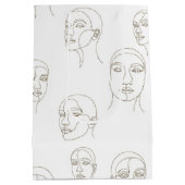 Minimal Female Face Line Pattern (3) ミディアムペーパーバッグ (裏面)