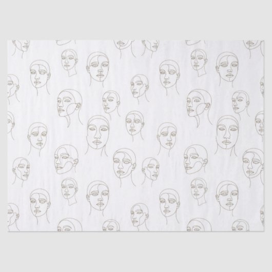 Minimal Female Face Line Pattern (3) 薄葉紙 (正面)