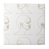 Minimal Female Face Line Pattern (4) タイル (正面)