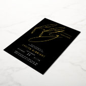 Minimal Fifty and Fabulous 50 Birthday Party Gold 箔招待状 (回転した状態)