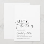 Minimal Fifty and Fabulous 50th Birthday 招待状 (正面/裏面)