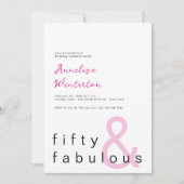 Minimal Fifty and Fabulous 50th Birthday 招待状 (正面)