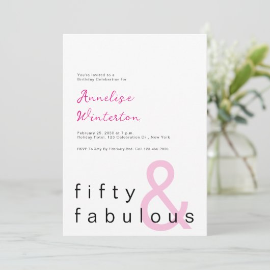 Minimal Fifty and Fabulous 50th Birthday 招待状 (スタンド正面)