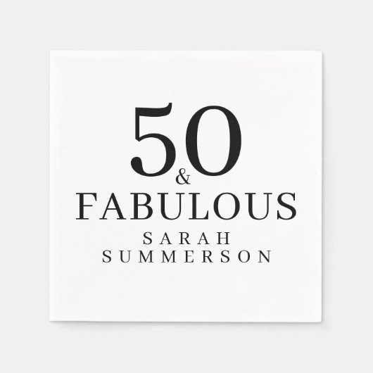 Minimal Fifty and Fabulous 50th Birthday Party スタンダードカクテルナプキン (正面)