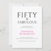 Minimal Fifty and Fabulous 50th Birthday Party  招待状 (正面)