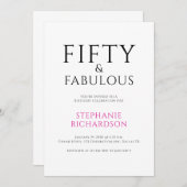 Minimal Fifty and Fabulous 50th Birthday Party  招待状 (正面/裏面)