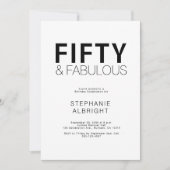 Minimal Fifty and Fabulous 50th Birthday Party 招待状 (正面)