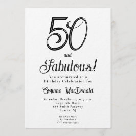 Minimal Fifty and Fabulous 50th Birthday Party 招待状