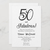 Minimal Fifty and Fabulous 50th Birthday Party 招待状 (正面/裏面)