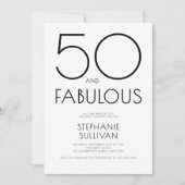 Minimal Fifty and Fabulous 50th Birthday Party 招待状 (正面)