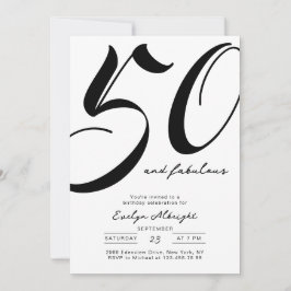 Minimal Fifty and Fabulous 50th Birthday Party 招待状